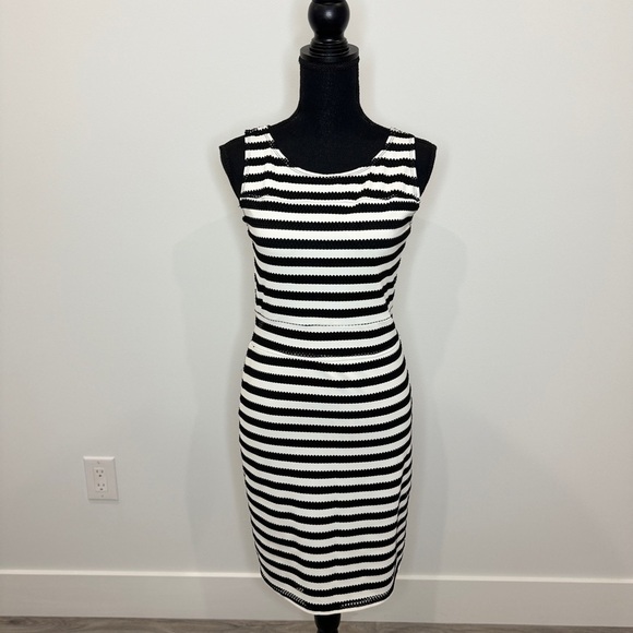 Xhilaration Black and White Stripe Midi Dress (Small) - Picture 2 of 8